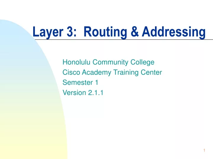 layer 3 routing addressing