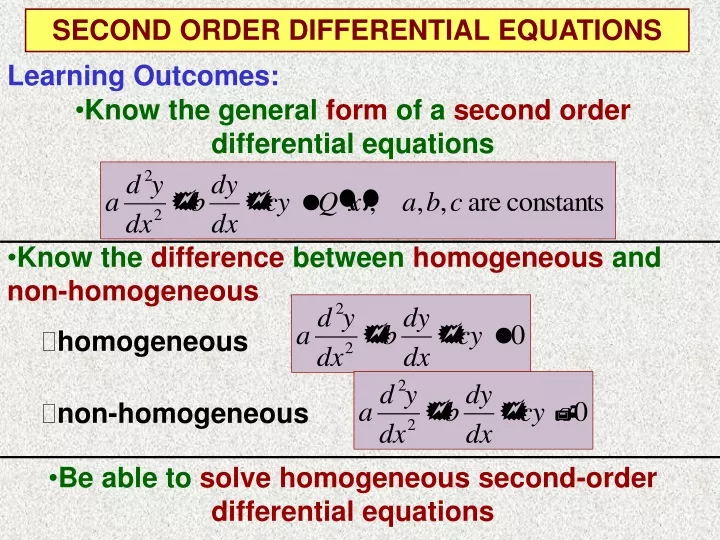 second order differential equations