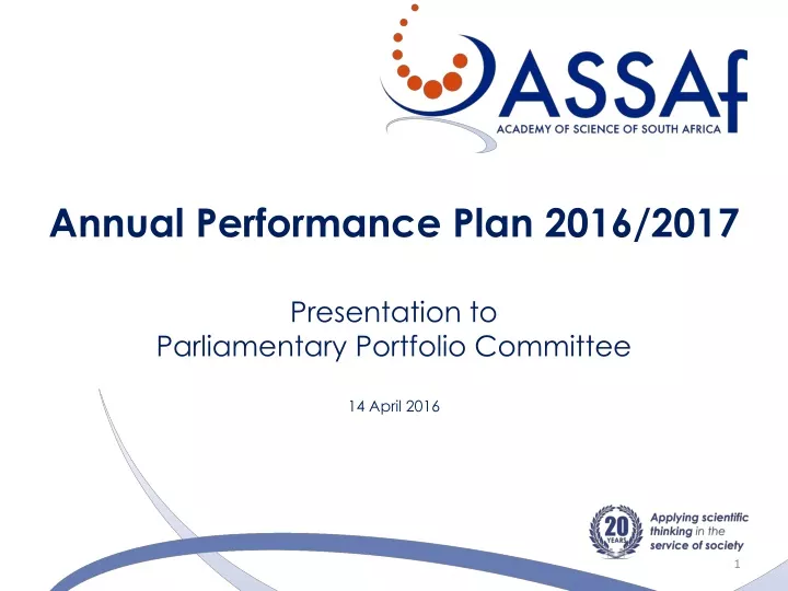 annual performance plan 2016 2017 presentation to parliamentary portfolio committee 14 april 2016