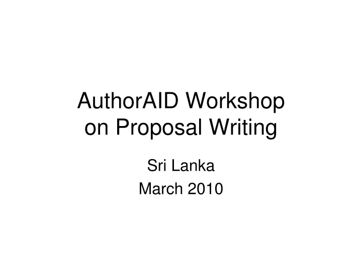 authoraid workshop on proposal writing