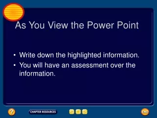 As You View the Power Point