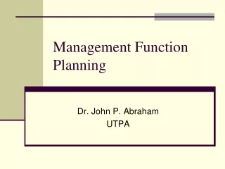 Management Function Planning