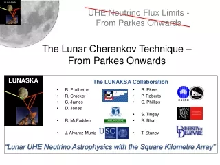 The Lunar Cherenkov Technique – From Parkes Onwards