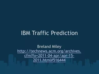 IBM Traffic Prediction