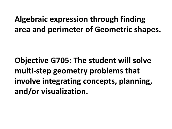 algebraic expression through finding area