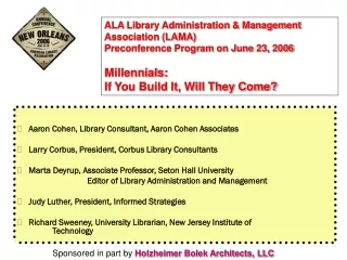 Aaron Cohen, Library Consultant, Aaron Cohen Associates