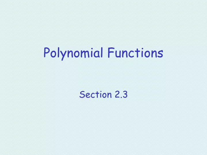 polynomial functions