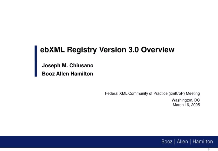 ebxml registry version 3 0 overview