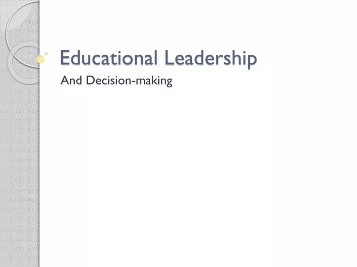 educational leadership
