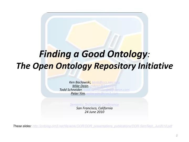 finding a good ontology the open ontology