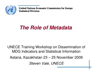 UNECE Training Workshop on Dissemination of MDG Indicators and Statistical Information