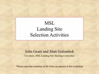 MSL  Landing Site  Selection Activities