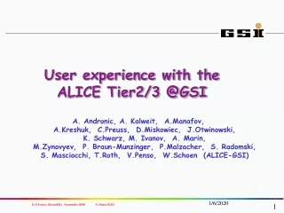 User experience with the ALICE Tier2/3 @GSI