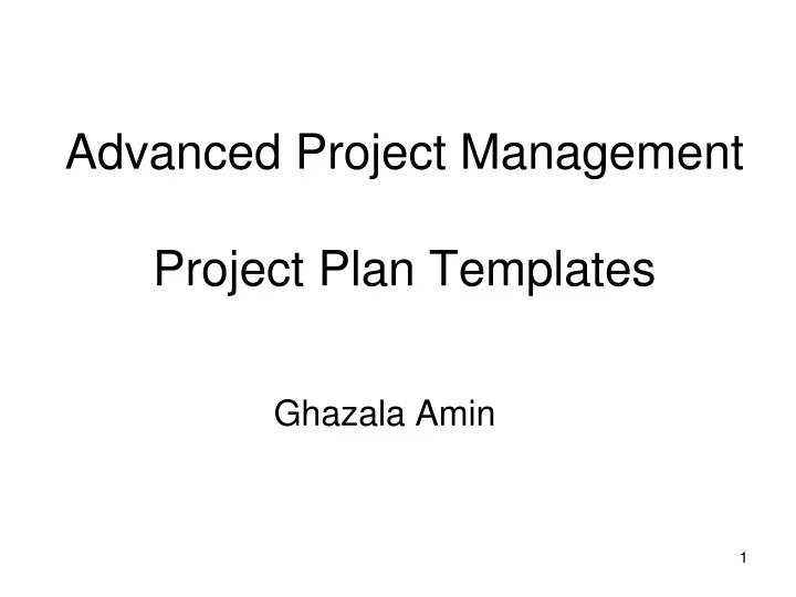advanced project management project plan templates