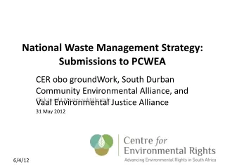 National Waste Management Strategy: Submissions to PCWEA