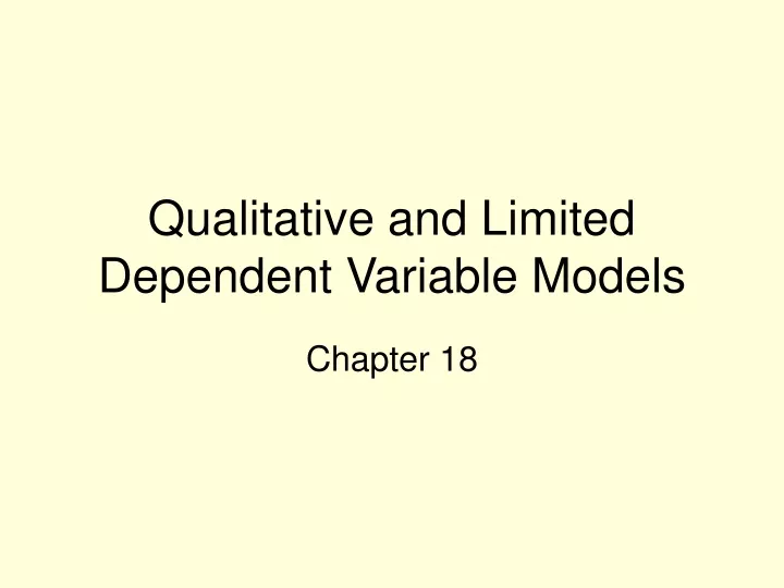 qualitative and limited dependent variable models