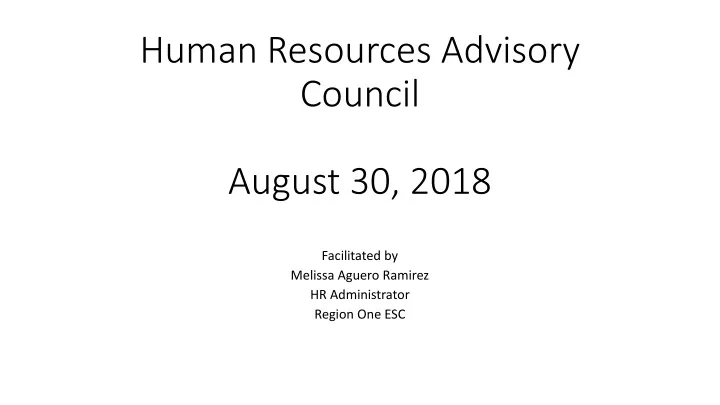 human resources advisory council august 30 2018