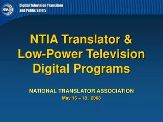 NTIA Translator &amp;  Low-Power Television Digital Programs