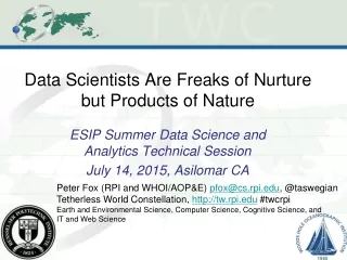 Data Scientists Are Freaks of Nurture but Products of Nature