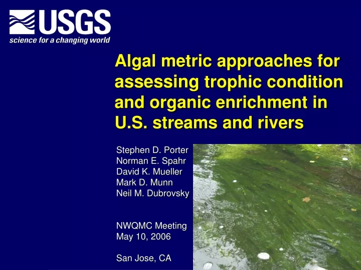 algal metric approaches for assessing trophic