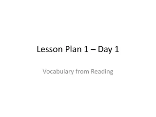 Lesson Plan 1 – Day 1
