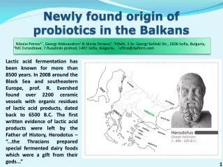 Newly found origin of probiotics in the Balkans