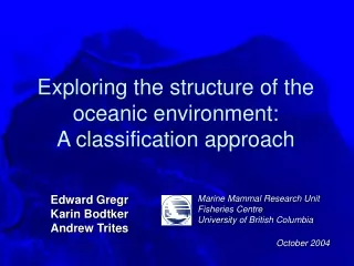 Exploring the structure of the oceanic environment:  A classification approach