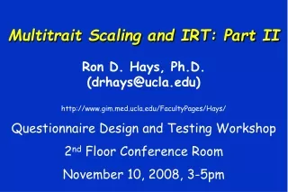 Multitrait Scaling and IRT: Part II