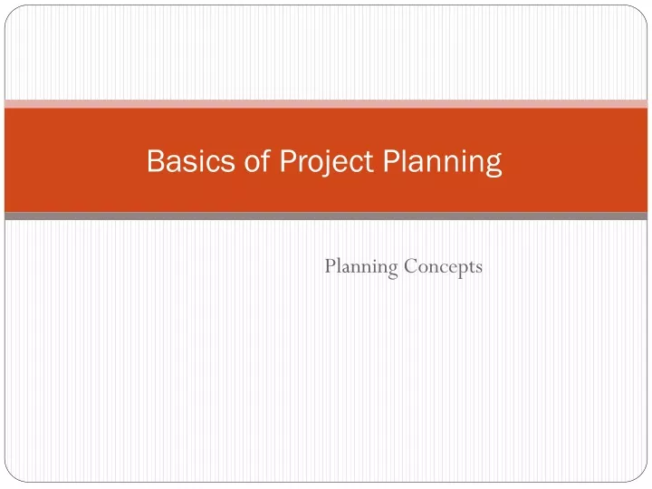 basics of project planning