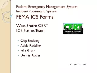 Federal Emergency Management System Incident Command System FEMA ICS Forms