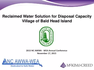 Reclaimed Water Solution for Disposal Capacity Village of Bald Head Island