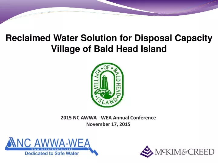 reclaimed water solution for disposal capacity village of bald head island