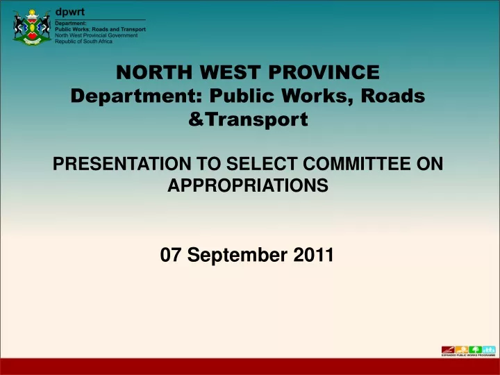 north west province department public works roads