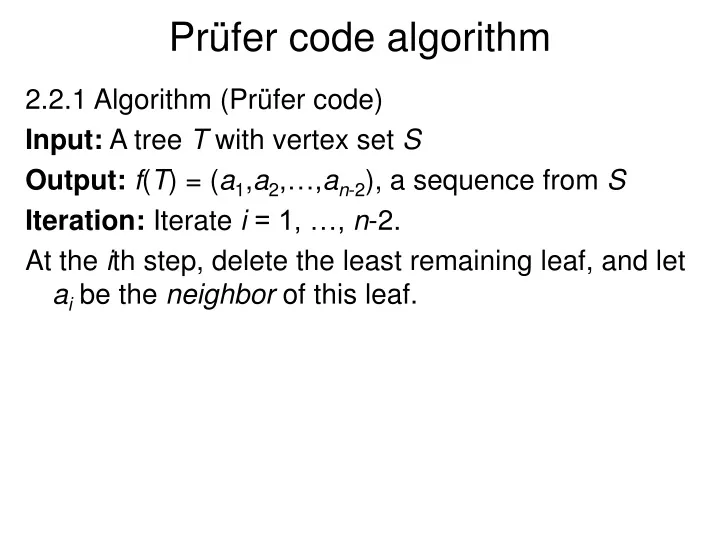 pr fer code algorithm
