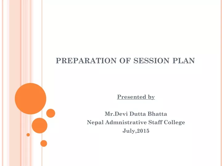 preparation of session plan