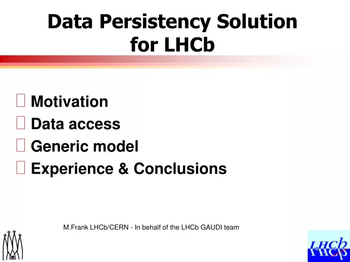 data persistency solution for lhcb