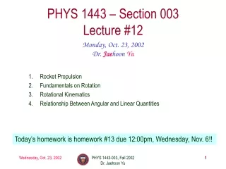 PHYS 1443 – Section 003 Lecture #12