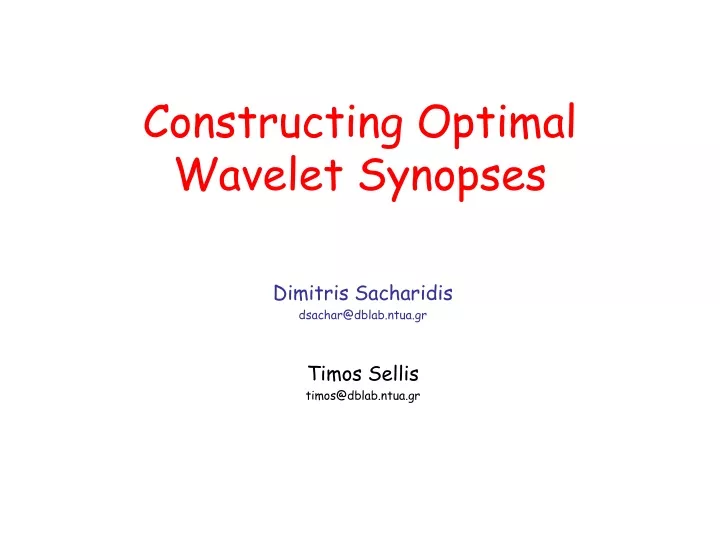 constructing optimal wavelet synopses