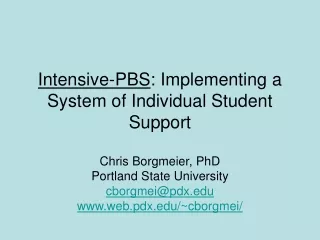 Intensive-PBS : Implementing a System of Individual Student Support