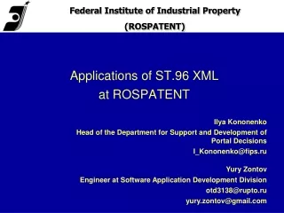 Applications of ST.96 XML  at ROSPATENT