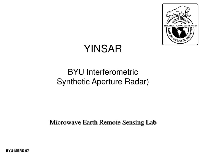yinsar byu interferometric synthetic aperture radar