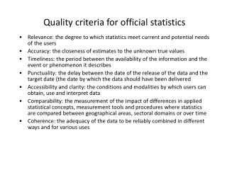 Quality criteria for official statistics