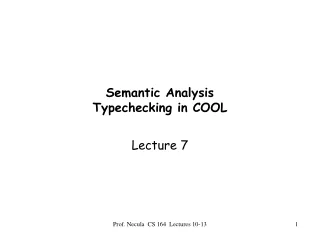 Semantic Analysis Typechecking in COOL