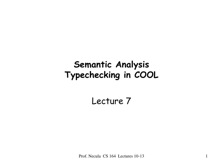semantic analysis typechecking in cool