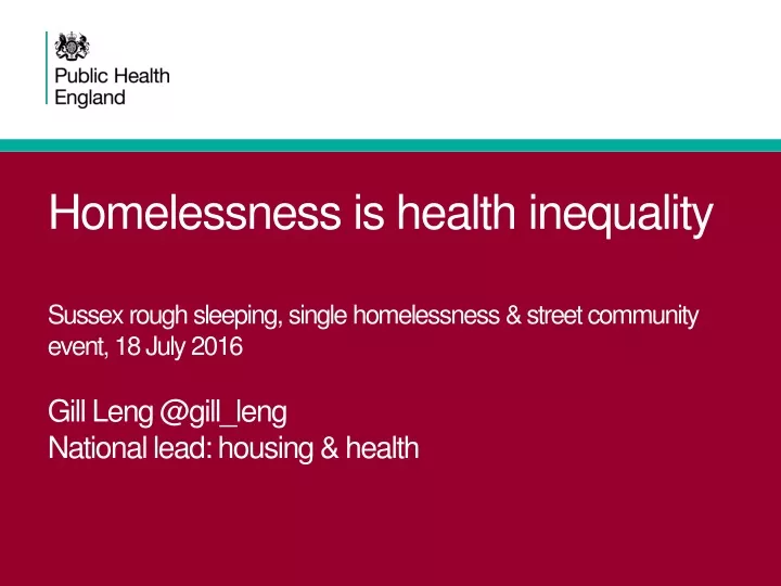 homelessness is health inequality sussex rough