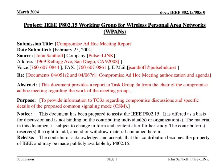 project ieee p802 15 working group for wireless