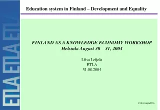 Education system in Finland – Development and Equality