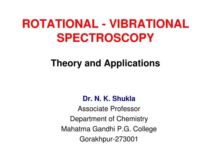rotational vibrational spectroscopy