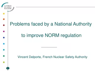 Problems faced by a National Authority  to improve NORM regulation