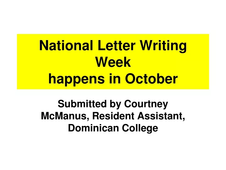 national letter writing week happens in october